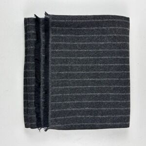 Cashmaire Scarf Mens OS Charcoal Grey Pinstripe Acrylic Fringed 18 x 72 Inches